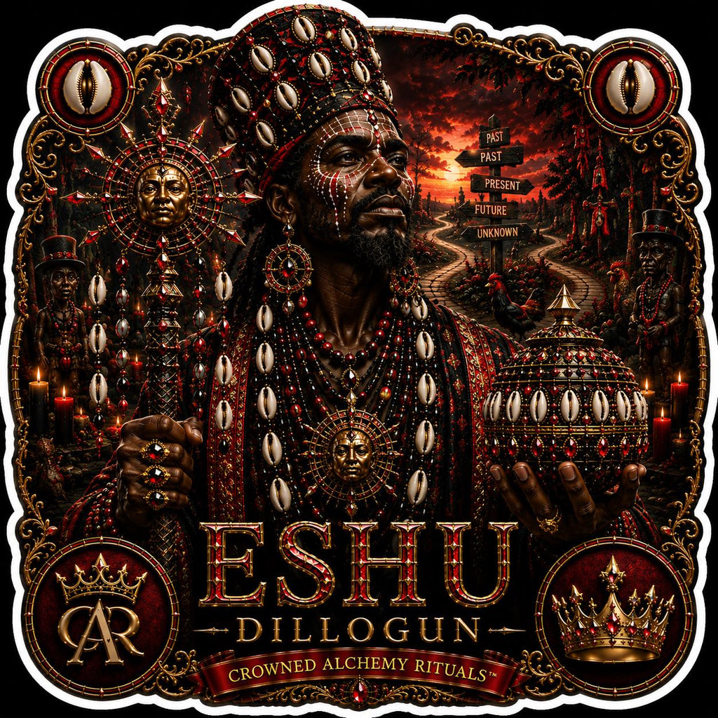 Sacred Orisha Obi & Dillogun Pouch Set | Vegan Leather Cowrie Bag (4x4)